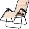 Set De 2 Sillas Gravedad Cero Reclinables Tumbonas Sillas Reclinable Ajustable Butacas Plegable Con Almohada Beige