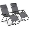 Set De 2 Sillas Gravedad Cero Reclinables Tumbonas Sillas Reclinable Ajustable Butacas Plegable Con Almohada Gris Oscuro