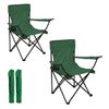 Set De 2 Sillas Acampada Plegable Portátil Sillas Pesca Camping Playa Con Reposabrazos  Verde