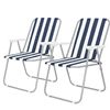 Pack De 2 Sillas De Playa Plegable Silla De Jardín Portátil Para Camping Playa Y Piscina 74x52x38cm Marino