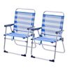 Pack De 2 Silla De Playa Plegable Fija Plegable De Aluminio 52x38x84cm Raya Azul