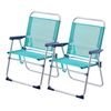 Pack De 2 Silla De Playa Plegable Fija Plegable De Aluminio 52x38x84cm Turquesa