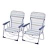 Pack De 2 Sillas Playa Fijas De Asiento Bajo De Aluminio Silla Plegable De 48x23x70cm Raya Gris