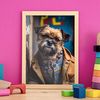 Lámina Border Terrier Generoso En Estilo Fotografía A Todo Color Divertidas Ilustraciones Realistas De Animales Con Ropa Humana Diseño Y Decoración De Interiores A3 Marco Madera Nacnic