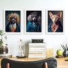 Set De 4 Posters Sofisticado En Estilo Fotografía A Todo Color Divertidas Ilustraciones Realistas De Animales Con Ropa Humana Diseño Y Decoración De Interiores A3 Marcos Madera Clara Nacnic