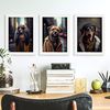 Set De 3 Posters Frío En Estilo Fotografía A Todo Color Divertidas Ilustraciones Realistas De Animales Con Ropa Humana Diseño Y Decoración De Interiores A3 Marcos Madera Clara Nacnic