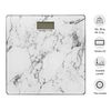 Acomoda Textil - Báscula Digital De Baño Cuadrada Con Pantalla Lcd. Báscula De Cristal Con Encendido A Presión, Peso Resistente Con Capacidad De Carga Hasta 180 Kg. (marmol, 28x28 Cm)