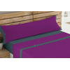 Juego De Sábanas Liso Aplique Morado Donegal Cama 105cm