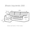 Funda Chaiselongue Acolchada Reversible 200 Brazo Izquierdo Spirit Gris Claro