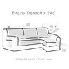 Funda Chaiselongue Acolchada Reversible 240 Brazo Derecho Spirit Gris Claro