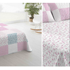 Colcha Bouti Estampada Cosida Reversible Para Cama De 135 Cm Rosa/blanco Santorini + Cojines