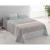 Colcha Bouti Estampada Cosida Reversible Para Cama De 135 Cm Blanco/ Pastel  Samui + Cojines