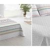 Colcha Bouti Estampada Cosida Reversible Para Cama De 105 Cm Blanco / Vivos  Creta + Cojines