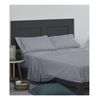 Juego De Sábanas Algodón Combinado   Liso Jaspeado Gris Cama 160cm + 2 Almohadas Donegal Collections