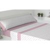 Juego De Sábanas Tres Piezas Invierno Franela Bombas Cama De 120 Cm Rosa