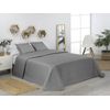 Colcha Bouti Lisa + Fundas Cojines Acolchada Cama 135 Gris 235x260cm