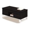 Hogar24 Es - Sena-mesa Centro Elevable Madera Maciza Natural, Negro Y Blanco 100x50x47cm