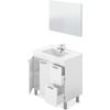 Mueble De Baño Con 2 Puertas, 2 Cajones Y Espejo. Color Blanco Brillo. Lavabo No Incluido.