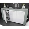 Aparador O Buffet De 3 Puertas, Color Cemento Y Blanco Artik. Medidas: 144 Cm (largo) X 42 Cm (fondo) X 80 Cm (alto)