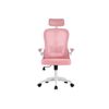 Silla Oficina | Silla De Escritorio Ergonómica Con Reposabrazos Plegables | Altura Ajustable | Soporte Lumbar | Silla Giratoria Para Ordenador Con Cojín De Asiento Acolchado | Color Rosa