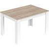 Mesa De Comedor 90x140 Cm, Extenisble A 190 Cm, Color Roble Canadian Y Blanco Artik