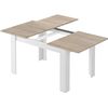 Mesa De Comedor 90x140 Cm, Extenisble A 190 Cm, Color Roble Canadian Y Blanco Artik