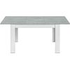 Mesa De Comedor 90x140 Cm, Extenisble A 190 Cm, Color Gris Cemento Y Blanco Artik