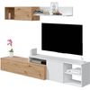 Conjunto Salón Con Mueble Tv + Módulo Flotante, Color Roble Nodi Y Blanco Artik