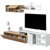 Conjunto Salón Con Mueble Tv + Módulo Flotante, Color Roble Nodi Y Blanco Artik