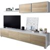 Conjunto Para Salón, Mueble Tv Y Módulo Superior, Color Roble Canadian Y Blanco Artik