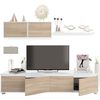 Conjunto Para Salón, Mueble Tv Y Módulo Superior, Color Roble Canadian Y Blanco Artik