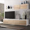 Conjunto Para Salón, Mueble Tv Y Módulo Superior, Color Roble Canadian Y Blanco Artik