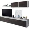 Conjunto Para Salón, Mueble Tv Y Módulo Superior, Color Blanco Artik Y Óxido