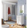 Mueble De Lavabo Con 2 Puertas Y Espejo, Color Blanco, Medidas: 50 X 80 X 40 Cm