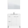 Mueble De Baño Con 2 Puertas, 2 Cajones Y Espejo. Color Blanco Brillo. Lavabo No Incluido.