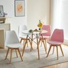 Silla Rosa Asiento Acolchado En Piel Sintética Patas En Madera Color Haya - Spazioluzio