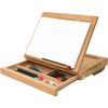 Solagua Caballete De Escritorio Maletín Con Compartimento, Caballete Sobremesa Con Caja De Almacenaje, Soporte De Madera Ajustable Con Cajón Para Libros, Tablet Y Portátil, Atriles Para Pintar Y Dibujar Portátil De Madera, Color Natural (34 X 27cm)