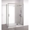 Mampara De Ducha Angular 1 Corredera + 2 Fijos - Sin Perfilería Inferior - Cristal Transparente Templado 6mm - Plata Brillo - Ancho Adaptable 95-100 X 87-90cm - Posición Puerta Izquierda - Alto 195cm