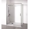 Mampara De Ducha Angular 1 Corredera + 2 Fijos - Sin Perfilería Inferior - Cristal Transparente Templado 6mm - Plata Brillo - Ancho Adaptable 95-100 X 67-70cm - Posición Puerta Derecha - Alto 195cm