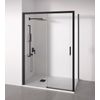 Mampara De Ducha Angular 1 Corredera + 2 Fijos - Sin Perfilería Inferior - Cristal Transparente Templado 6mm - Negro Mate - Ancho Adaptable 95-100 X 87-90cm - Posición Puerta Derecha - Alto 195cm