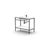 Mueble De Baño Con Estructura En Aluminio Color Negro - Lavabo De Resina Blanca - Balda Fenólica Acabado Blanco Mate  - Medidas 100 Cm (ancho) X 46 Cm (fondo) X 90 Cm (alto)