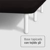 Base Tapizada Negro Con Patas De Madera Blanca | Medidas 90x190 Cm | Tejido 3d Transpirable