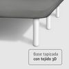 Base Tapizada Gris Con Patas De Madera Blanca | Medidas 150x200 Cm | Tejido 3d Transpirable