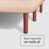 Base Tapizada Beige Con Patas De Madera Cerezo | Medidas 105x180 Cm | Tejido 3d Transpirable