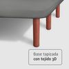 Base Tapizada Gris Con Patas De Madera Cerezo | Medidas 105x190 Cm | Tejido 3d Transpirable