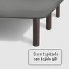 Base Tapizada Gris Con Patas De Madera Wengué | Medidas 150x200 Cm | Tejido 3d Transpirable