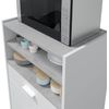 Mueble Para Microondas Con 1 Cajón Y 2 Puertas En Color Blanco Artik Y Gris Cemento