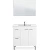 Mueble De Baño Con 2 Puertas, 2 Cajones Y Espejo En Color Blanco Brillo (lavabo No Incluido).