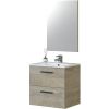 Mueble De Baño Con 2 Cajones Y Espejo En Color Roble Alaska Con Medidas: 60 X 57 X 45 (lavabo No Incluido).