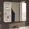 Mueble Camerino Con 2 Puertas Para Baño Con Módulo De Espejo Y Estantes En Color Blanco Brillo Con Medidas: 60 X 65 X 21 Cm